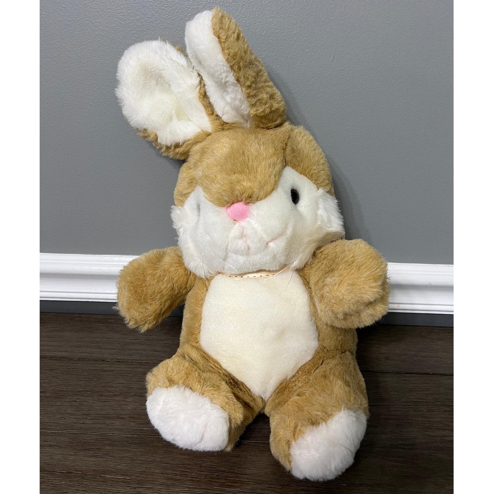 Vintage 1982 AMC Brown Bunny Rabbit Plush Stuffed Animal Toy Easter Collectible